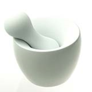 This spice grinder  pestle is shaped to mate the contours of the mortar