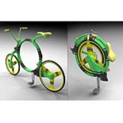 The Locust bicycle can fold into and around its circular frame