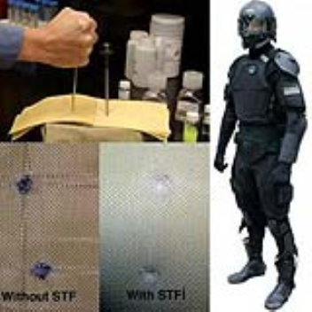 Shear Thickening Fluid is a liquid that has the ability to make ballistic fabrics highly resistant to penetration