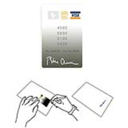 A credit card with a signature cutout can also function as a template