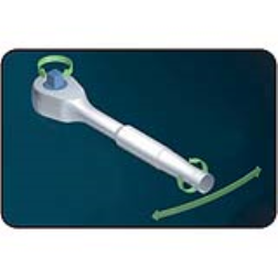 This invention combines the use of a conventional ratchet with a revolutionary handle that has the abillity to twist about itself