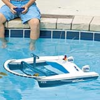 A toy boat can also be used to clean the pool
