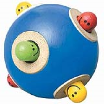 This ball has figures that pop up when the ball is rolled around