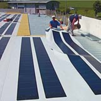 Powerroof is a roofing membrane with a flexible integrated solar panel