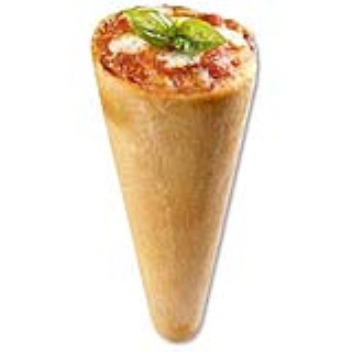 Pizza in the shape of a cone shape is easier for take-away customers