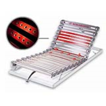 A slatted bed base with perforations has increased ventilation and is lighter in weight