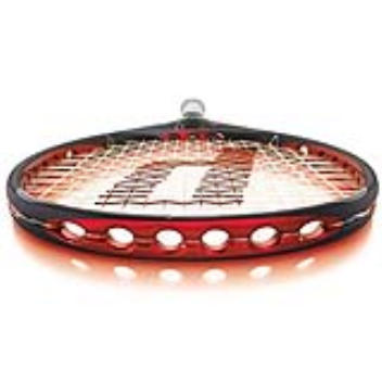 Adding holes to the top part of a tennis raquets frame, provides a much larger sweet spot