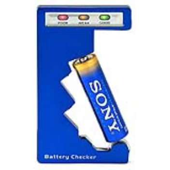 A handy battery checker with a small, thin design for keeping in your wallet