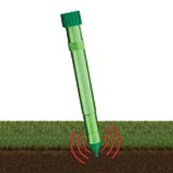 These mole chasing stakes use signals to deter moles