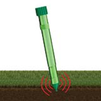 These mole chasing stakes use signals to deter moles
