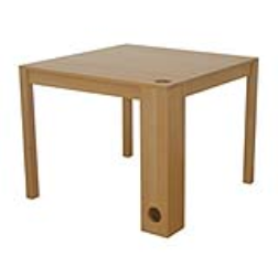 The single fat leg on this table lets you hide all the cables in one place