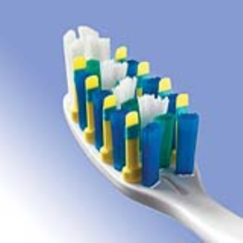 This manual toothbrush has pulsating bristels that move back and forth