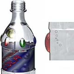 Small buttons on the side of a soda bottle allow the consumer to choose the flavour he prefers