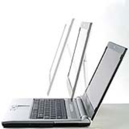 Laptop screens are often too low in accordance with our seated eye level. Adding a telescopic arm, allows the screen to be raised to a more comfortable viewing height