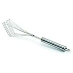 This triangular shaped whisk is designed to grab stuff from the bottom and corners of the bowl. The angled corners give it a better reach for corners of pots and bowls