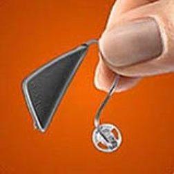 A speaker and dome that is placed in the ear canal and is connected with a thin wire, makes it nearly invisible