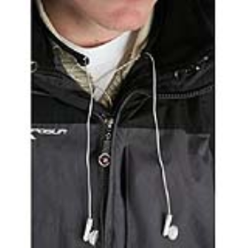 A plastic holder around your neck can hold your earphones when they are not in use