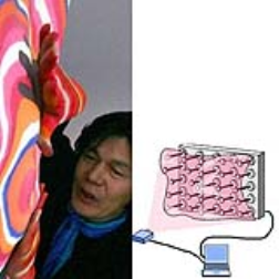 This "living" display bulges and collapses in syncronisation with the graphics on the screen