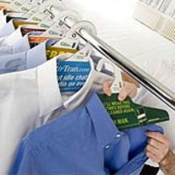These biodegradeable cardboard clothing hangers also have advertisements printed on them
