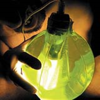 The Gelosa lamp is filled with a light-diffusing gel