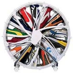 A rolodex style shoe storage lets you easily store your shoes