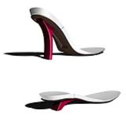 This shoe has foldable high heels that can be folded inwards