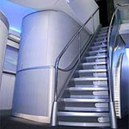The new planes from Boeing have a curved staircase to the upper level