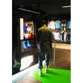 A new technology lets you try on different shoes in front of a virtual mirror without changing your shoes