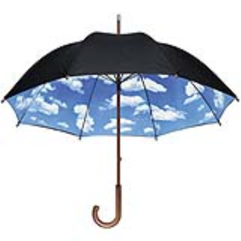 This umbrella has a blue sky design on the inside