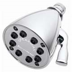 A shower head with 8 jets also has a flow control for conserving water