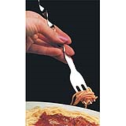The pasta fork twirls the pasta for you by sliding your fingers down the spiralling handle