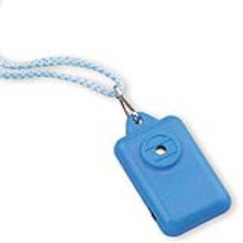 This battery-operated necklace transmits a sonic repelling frequency