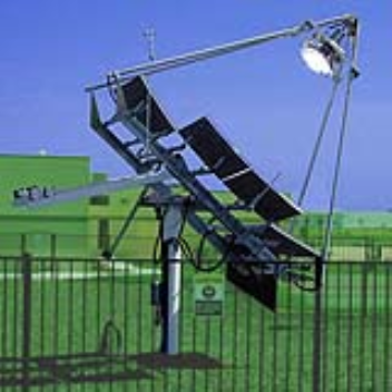 A large curved dish can use the sun's heat to generate power