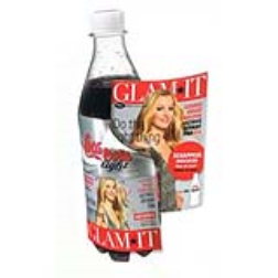 GLAM*IT magazine on a Coca-Cola bottle