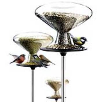 This bird feeder dispenses the food as it is consumed by the bird