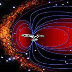 A magnetic shield around a spaceship can deflect harmful particles