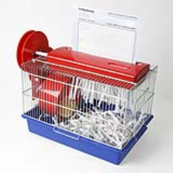 Hamster cage with integrated paper shredder. Waste equals food!