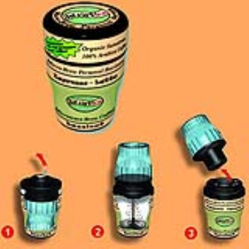 A cup sized package that pressure brews the drink