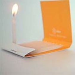A book of matches with candles instead