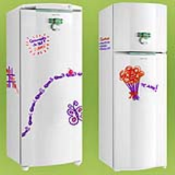 A fridge with a dry-erase board surface