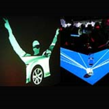 A bar which uses cameras to create a long touchscreen surface and interactive shadows