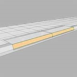 Device in the form of a step, which is transformed into a ramp when pressed by the wheel of a motorcar