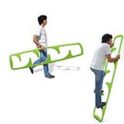 A zig-zag shaped lightweight ladder