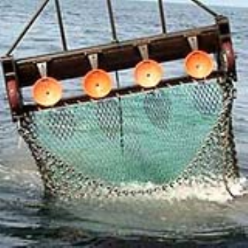 A dredge fitted with hollow hemispheres and directed water jets