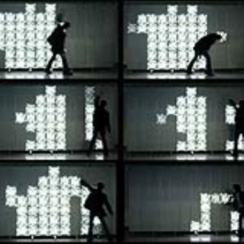 An interactive wall which responds to the proximity of people