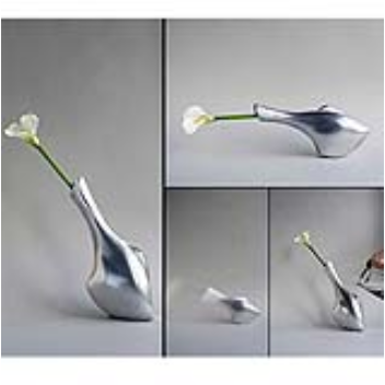 The vase's equilibrium is balanced in such a way that when water evaporates, it will slowly start to tilt downward