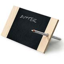A white chalk pencil supports this mobile memo board