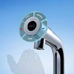 A faucet which works with motion sensors
