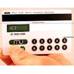 Credit cards with miniature displays and keypads