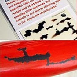 Temporary rust stickers make your bike/car look old